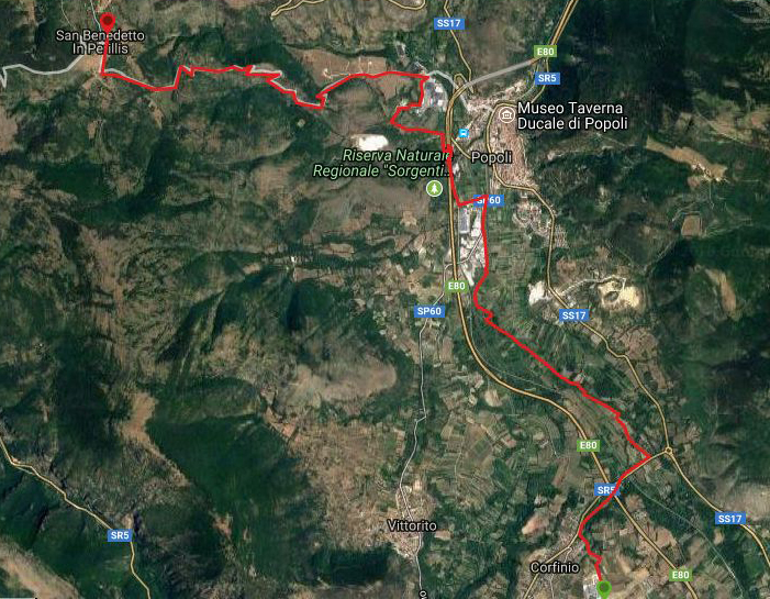 Questa è la strada percorsa da Nicola e Fela tra Corfinio-San Benedetto in Perillis