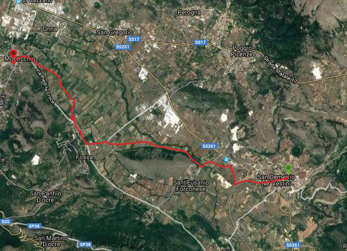 Questa è la strada percorsa da Nicola e Fela tra San Demetrio NeVestini-Monticchio