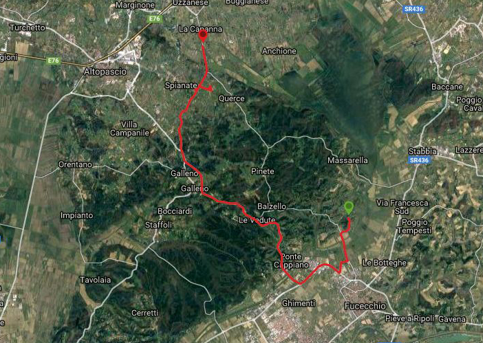 Questa è la strada percorsa da Nicola e Fela tra Fucecchio-Le Querce