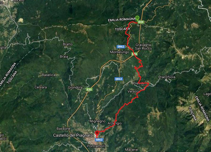 Questa è la strada percorsa da Nicola e Fela tra Pontremoli-Passo della Cisa